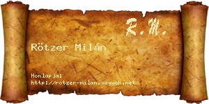 Rötzer Milán névjegykártya